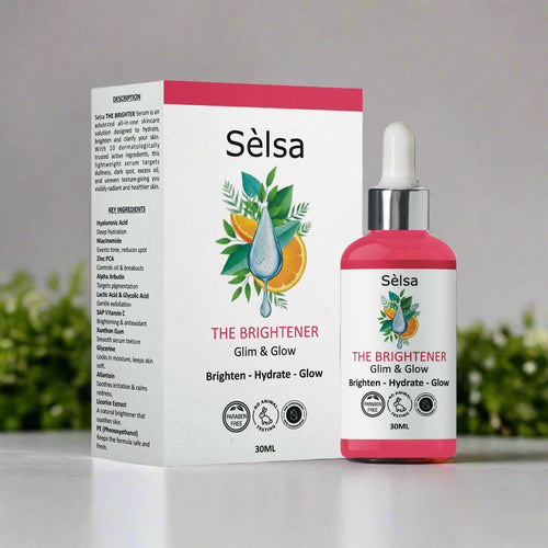Glow Serum Pakistan Selsa The Brightener Glim & Glow Hydrating Brightening Face Serum Box Bottle